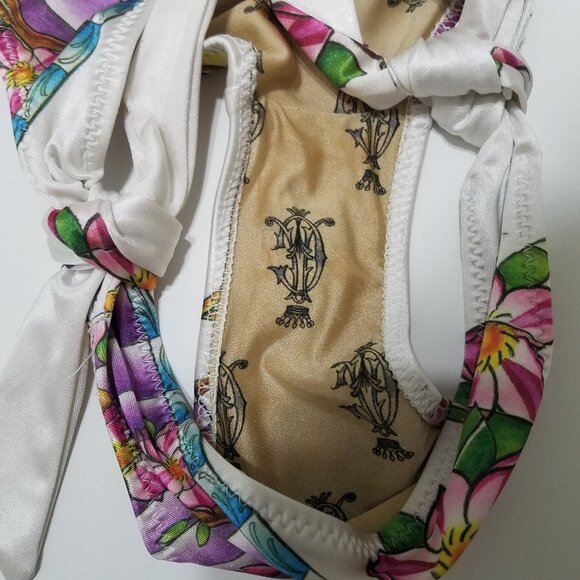Christian Audigier Floral Print Swim Bikini Bottom Size M - Picture 5 of 8